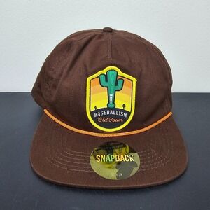 Baseballism Hat Cap‎ Mens Snap Back Brown Old Town Cactus Bat Patch Logo Rope